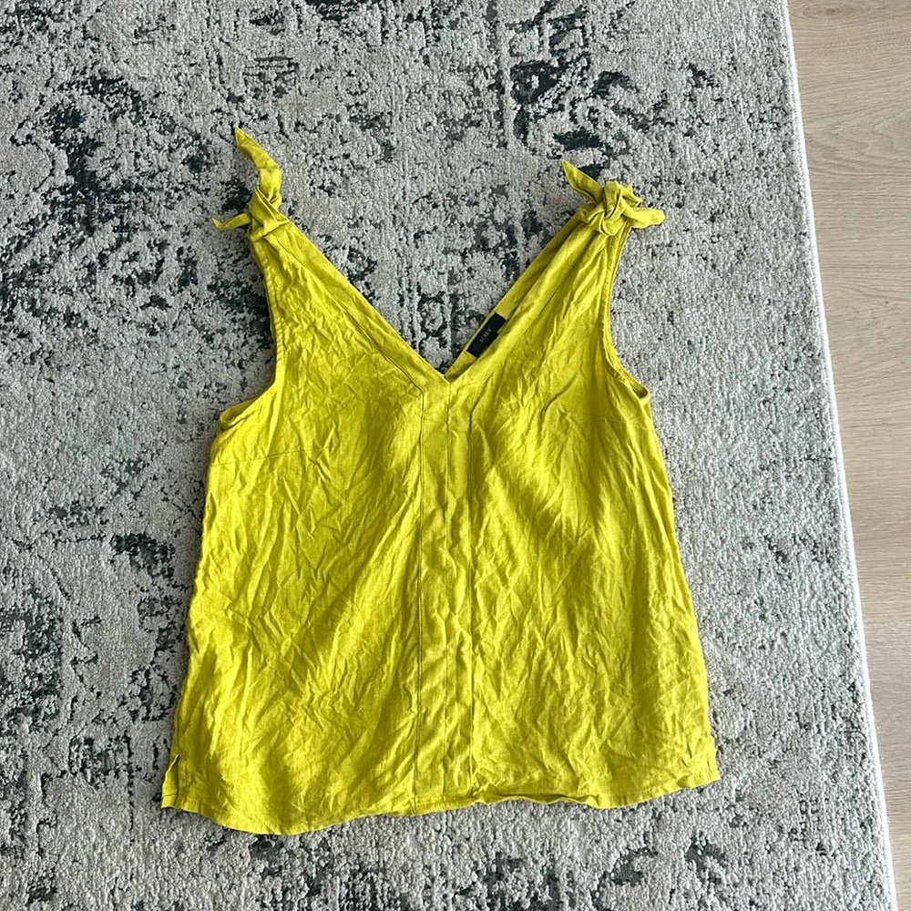 J. Crew lime green linen top